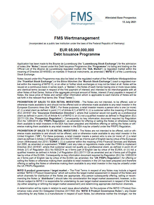 Debt Issuance Programme - Alleviated Base Prospectus July 2021